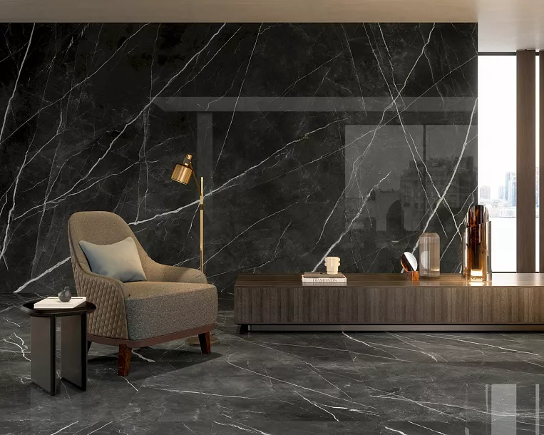 Плитка керамогранит Marvel Gala Calacatta Black 120x120 Lapp (2,88 кв.м.) под мрамор