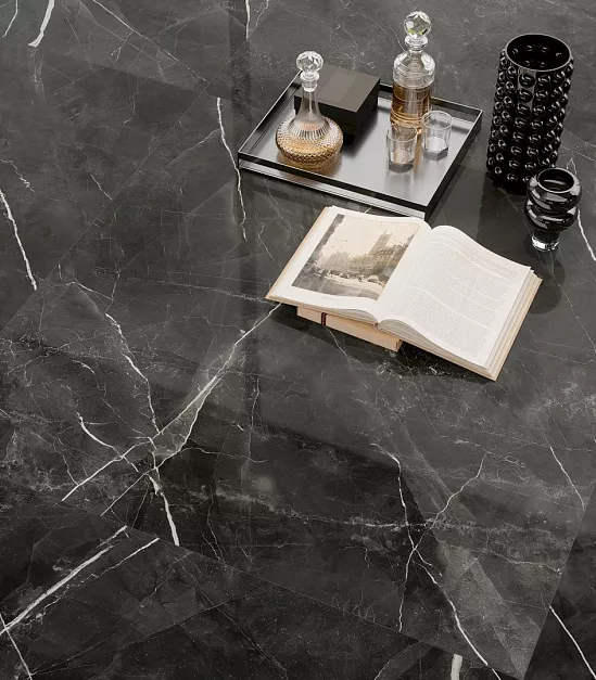 Плитка керамогранит Marvel Gala Calacatta Black 120x120 Lapp (2,88 кв.м.) под мрамор
