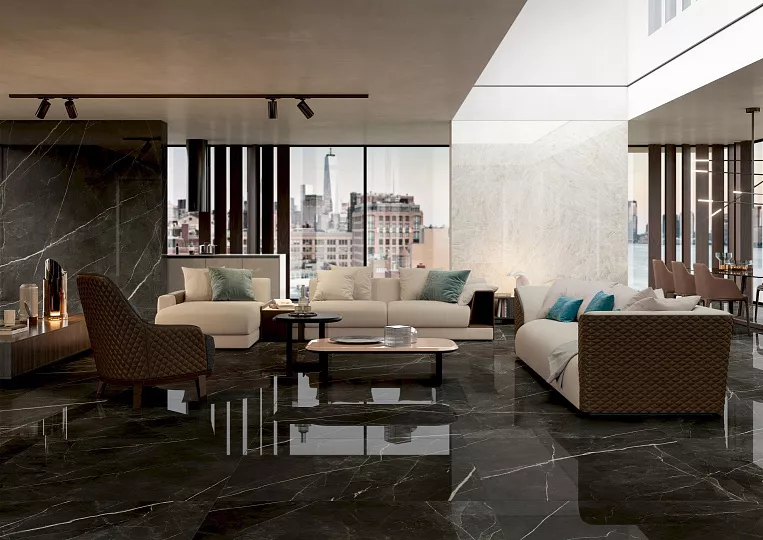 Плитка керамогранит Marvel Gala Calacatta Black 120x120 Lapp (2,88 кв.м.) под мрамор