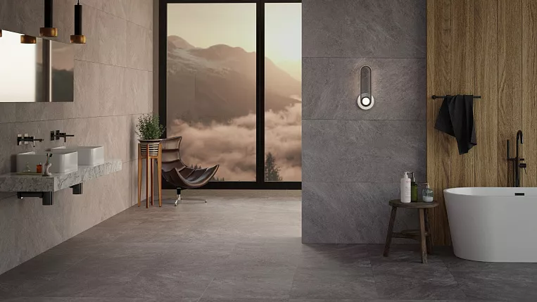 Плитка керамогранит Prime Ceramics Rock Light Grey 1200х600 ректификат матовый (1,44 кв.м.) под камень