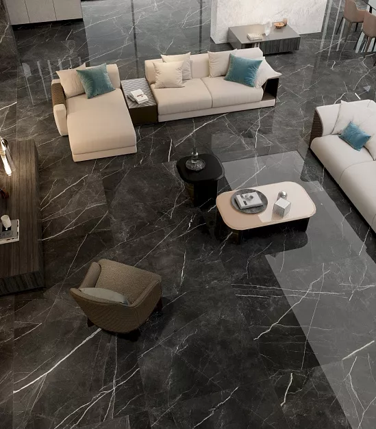 Плитка керамогранит Marvel Gala Calacatta Black 120x120 Lapp (2,88 кв.м.) под мрамор